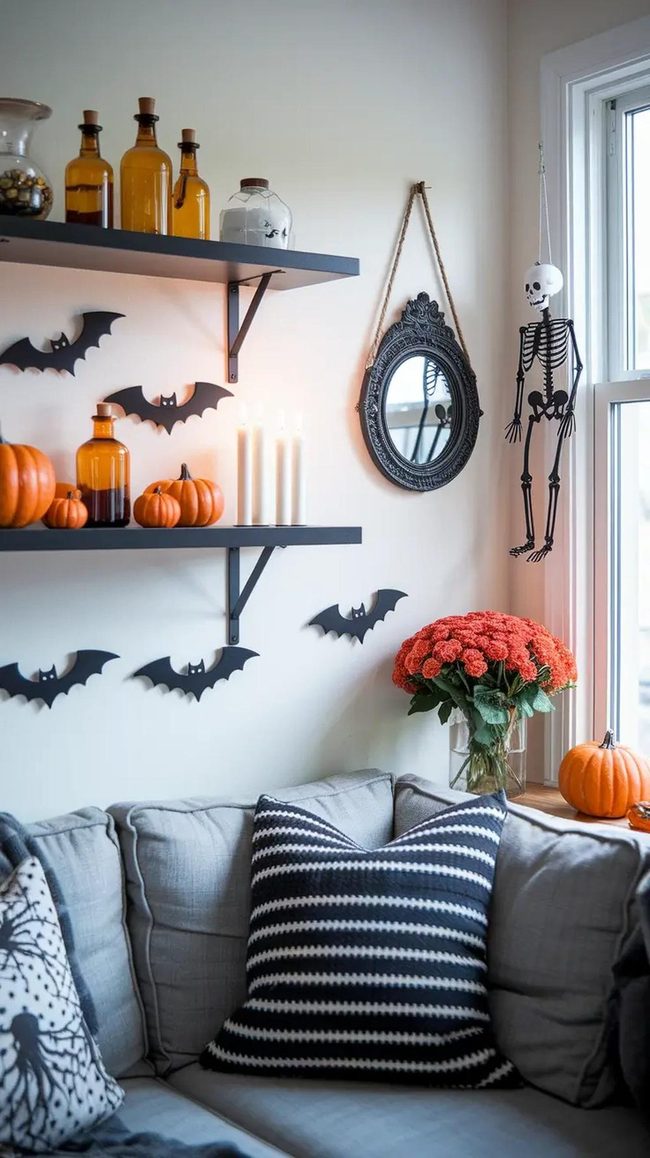 Orange Pumpkins Black Candles Small