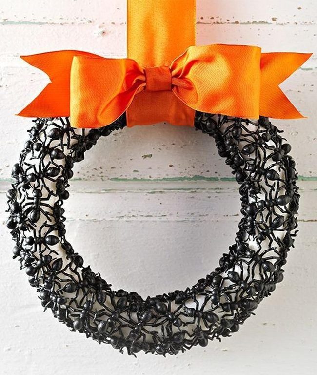 Black Ants Orange Ribbon Wreath