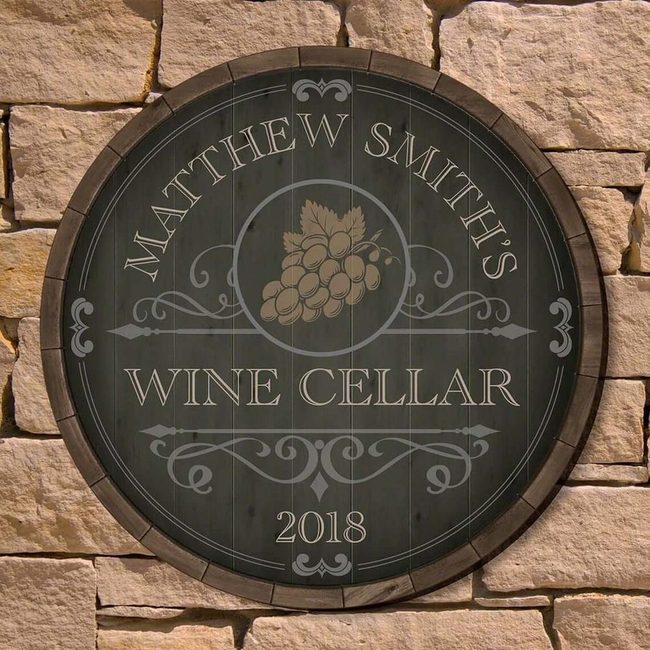 Curved Wine Barrel Custom Sign
