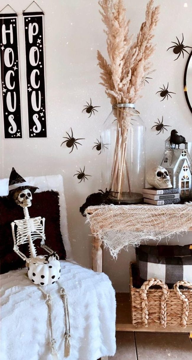 Black Spiders White Walls Halloween