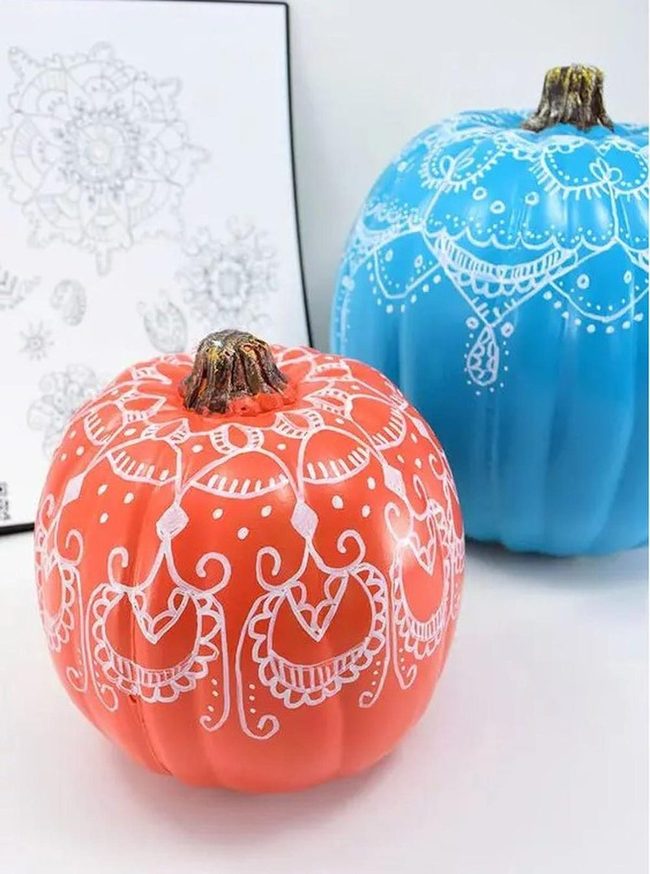 Hand-Drawn Orange Gourds Art