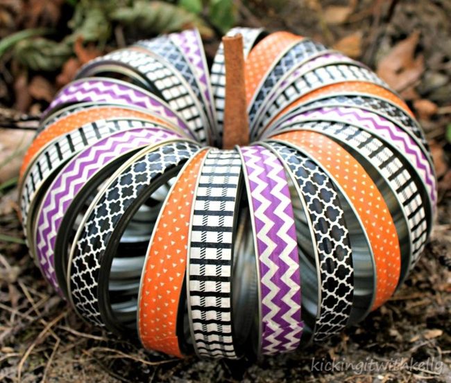 Striped Ribbon Pumpkins Autumn