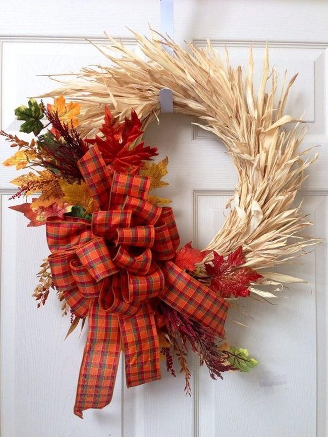 Autumn Straw Wreath Red Door