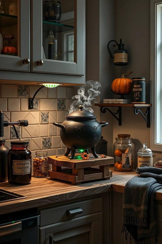 Glowing Cauldron Witch Cooking Space