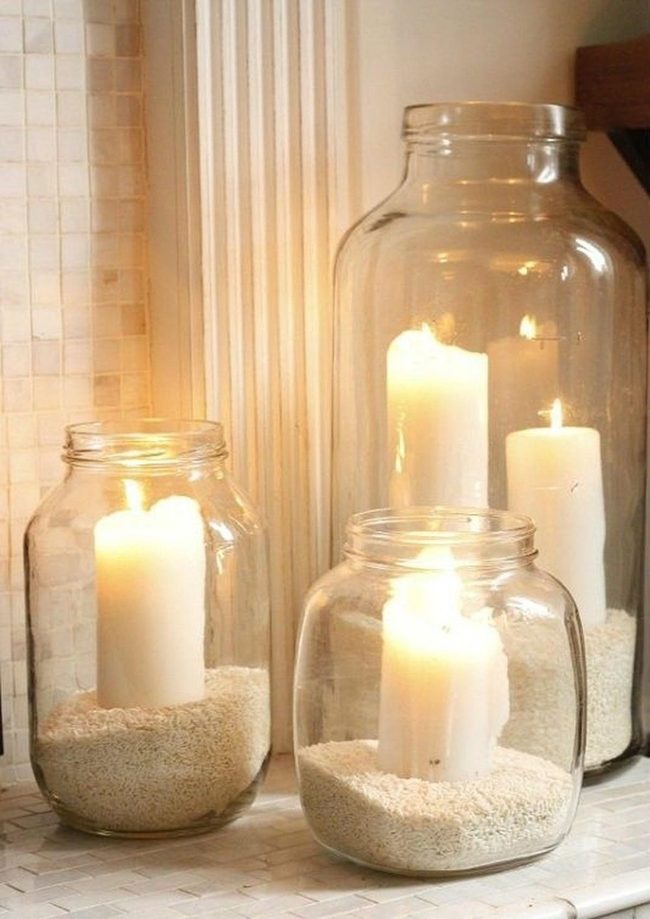 White Pebbles Candlelight Display