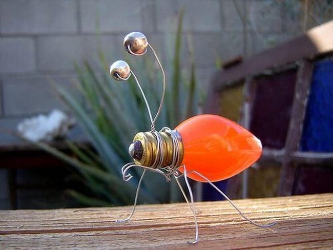 Orange Metal Beetle Sculpture