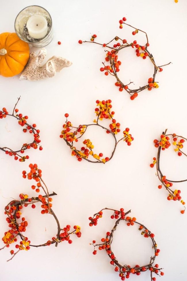 Woven Branches Red Berries Orange