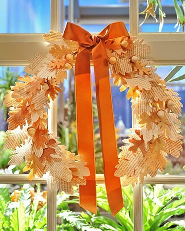 Gilded Book Page Wreath