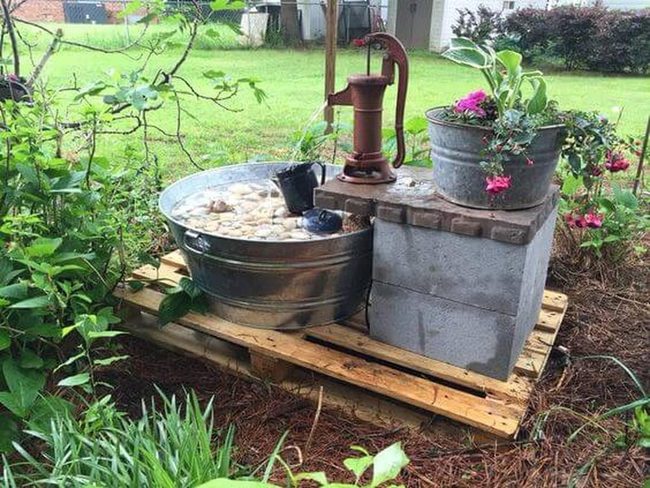 Vintage Metal Basin Water Feature
