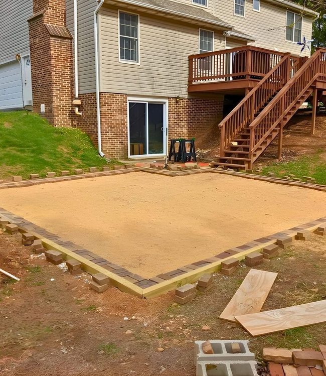 Excavated Backyard Leveled Into Patio Foundation