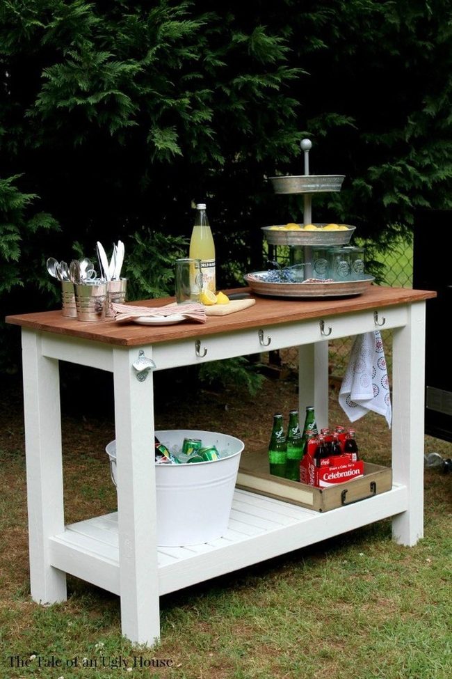 White Wood Table With Yellow Lemonade Accents