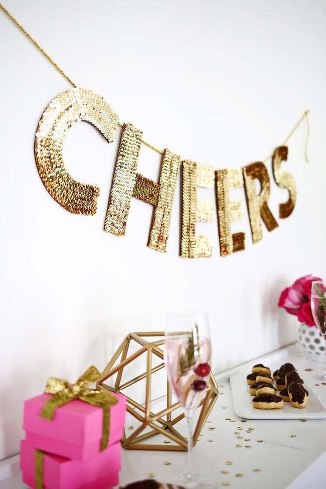 Sequin Letters Spell Celebration