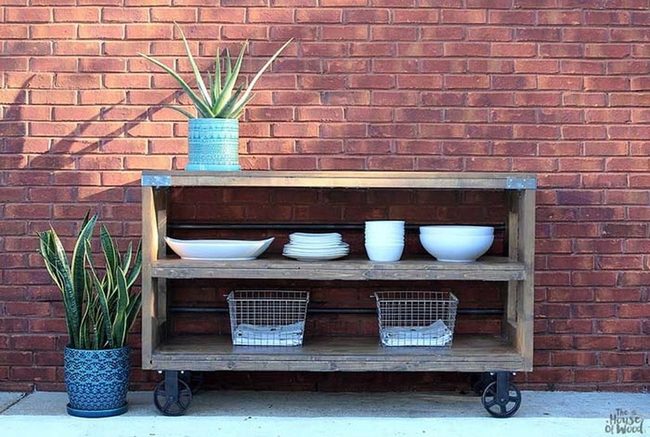 Rolling Wood Side Table With Casters