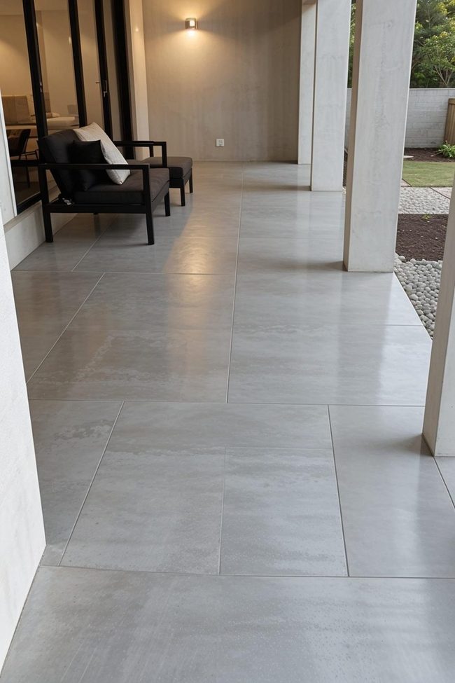 Stone and Concrete Porch Contrast