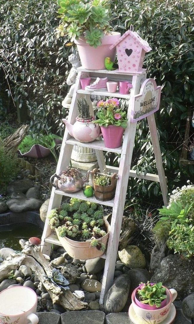 Wooden Ladder Garden Display