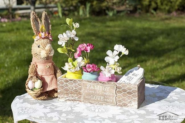Rabbit Figurines Spring Flowers Budget