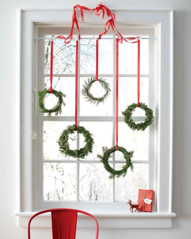 Red Ribbons Frame White Windows
