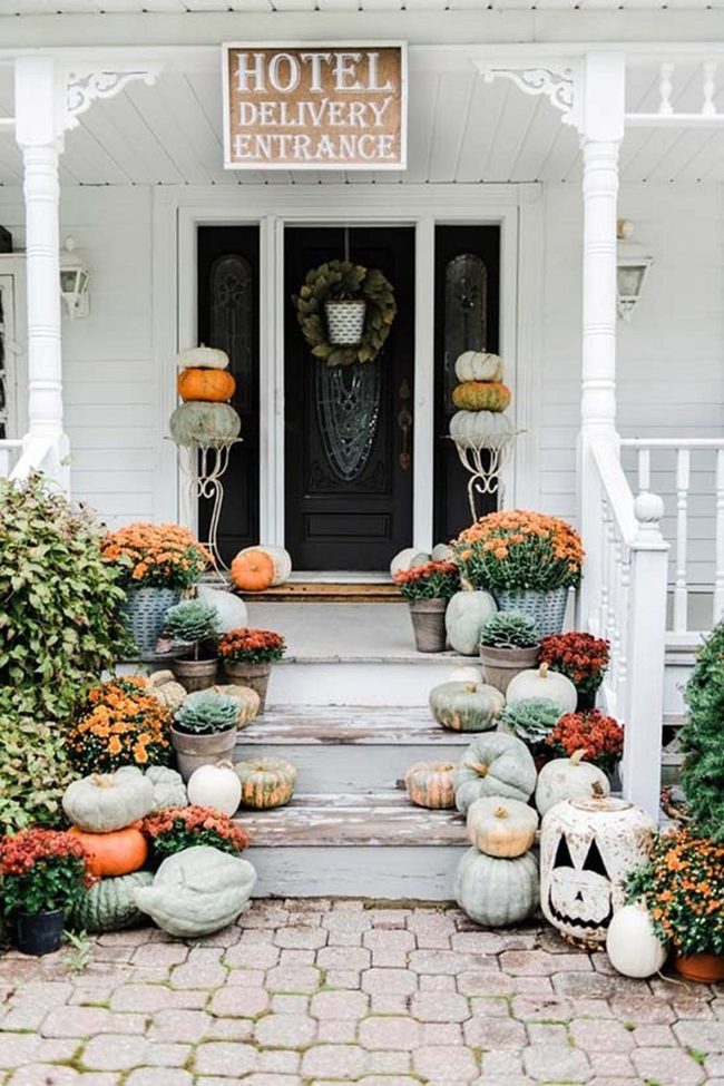 Orange Pumpkins Repurposed Lantern Display
