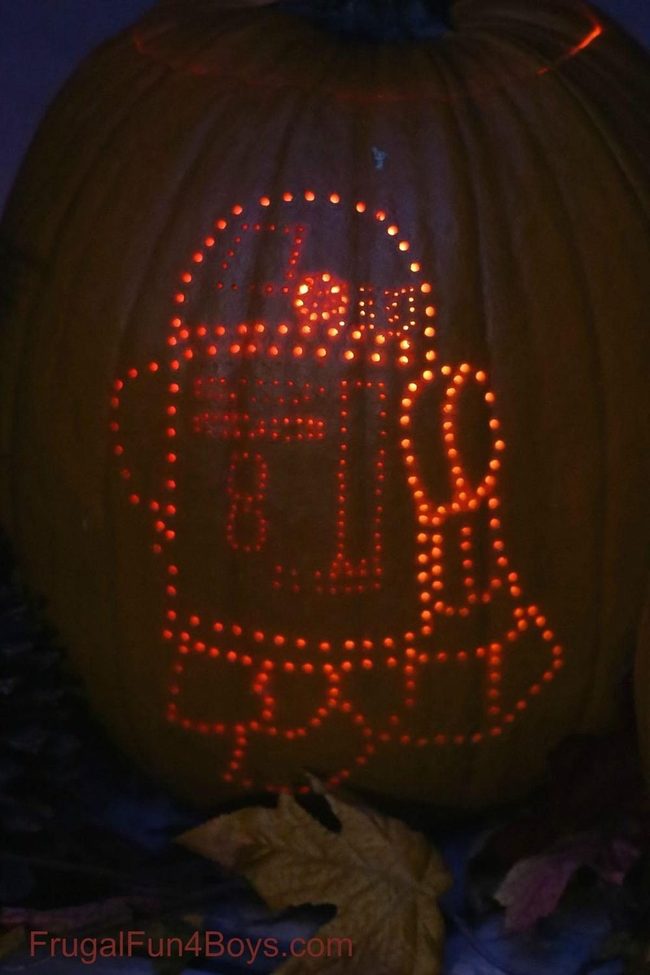 Carved Orange Robot Pumpkin