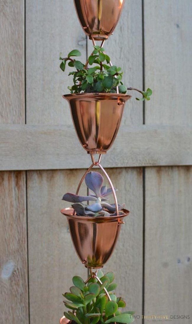 Copper Succulent Rain Chain