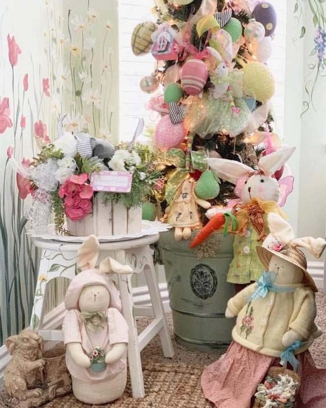 Pastel Eggs Easter Tree Porch