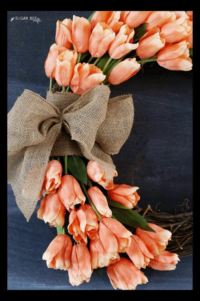Tulip Bundles On Burlap