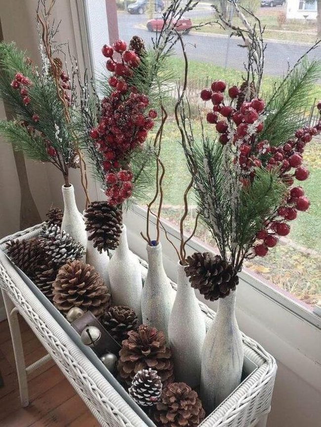 Red Berries In White Glass