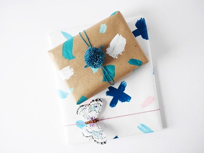 Handpainted Kraft Boxes With Pom-Pom Tops