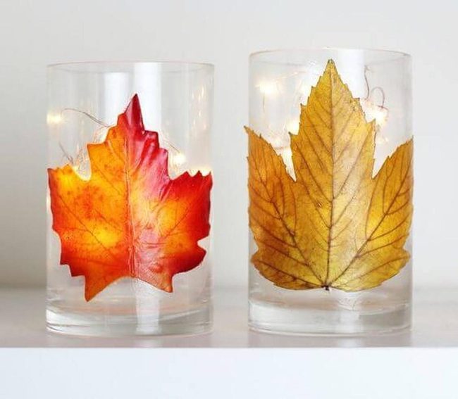 Amber Leaf Glass Lanterns
