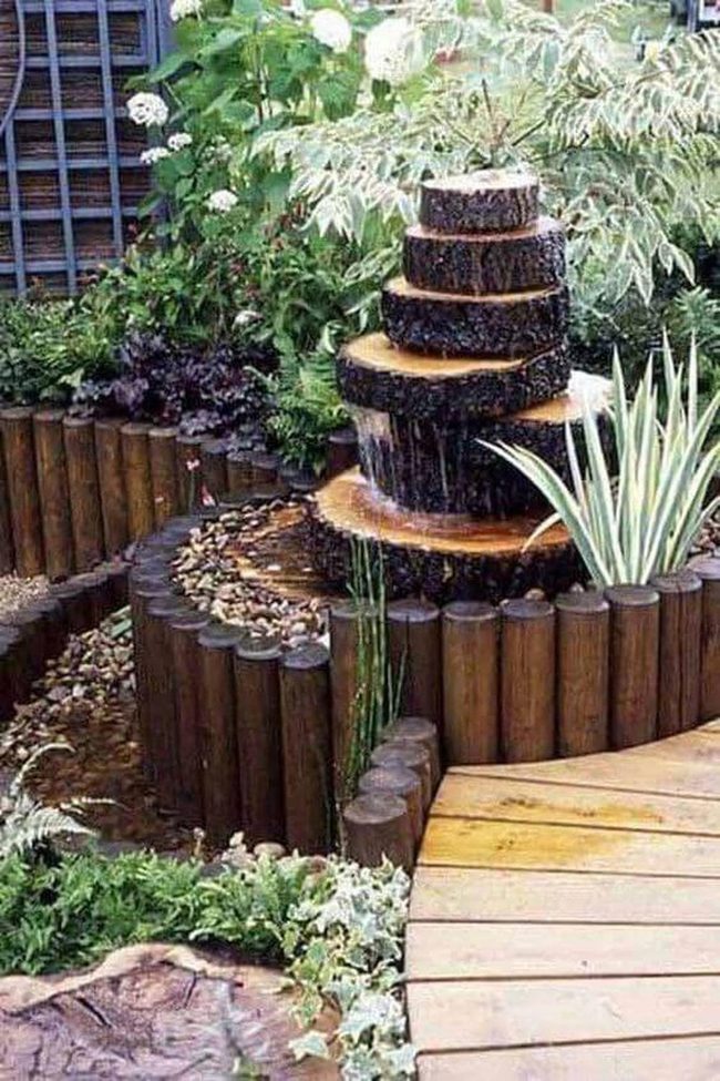 Stacked Wood Water Cascade