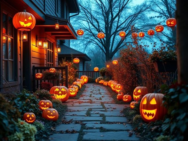 Glowing Jack-O-Lanterns Lantern Pathway