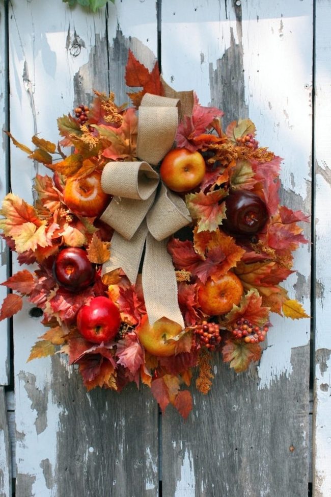 Autumn Leaves Weathered Wood Wreath