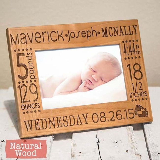 Carved Wood Baby Milestone Frame