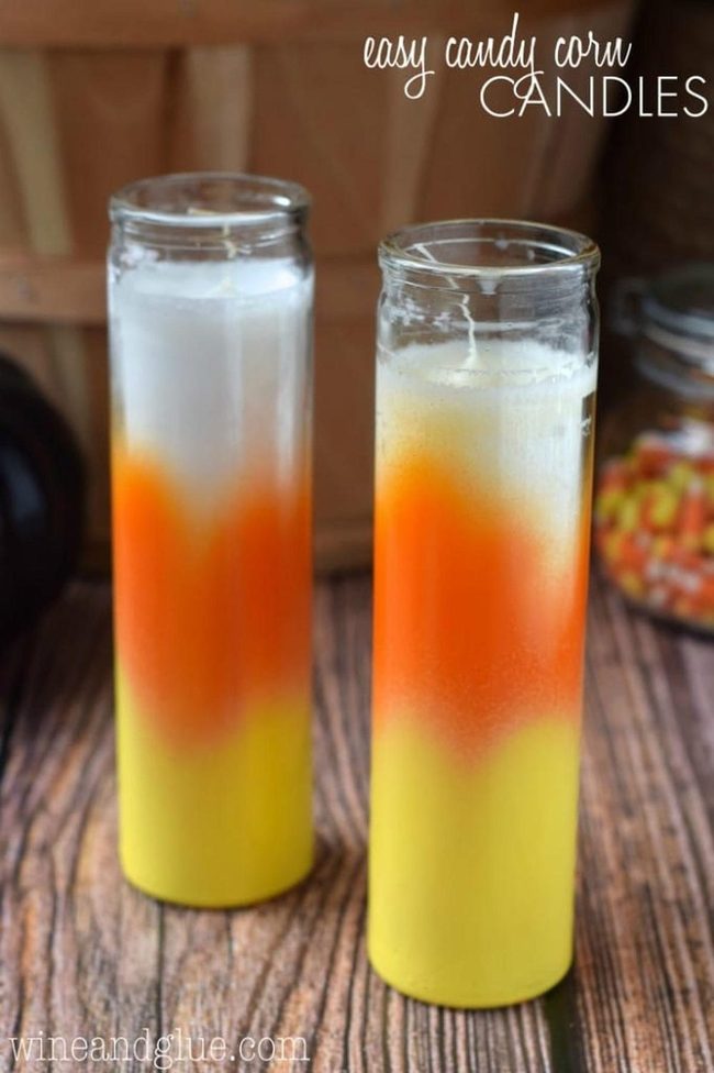 Layered Candy Corn Candles