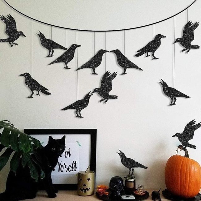 Black Crows Orange Pumpkins Halloween