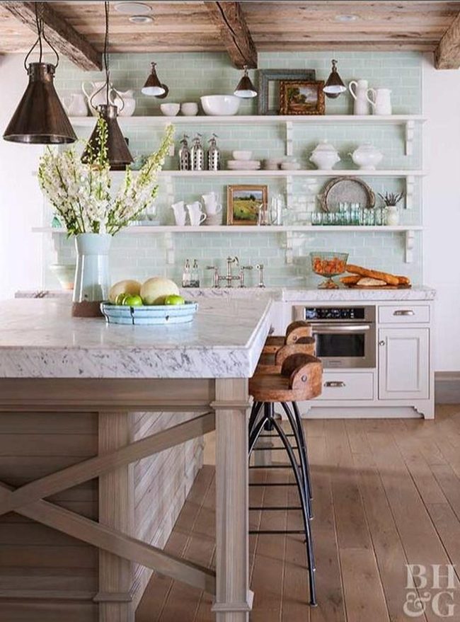 Weathered Wood Meets Marble Kitchen