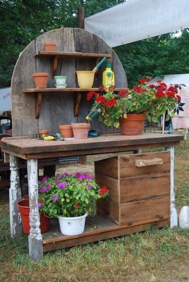 Weathered Wood Garden Workstation