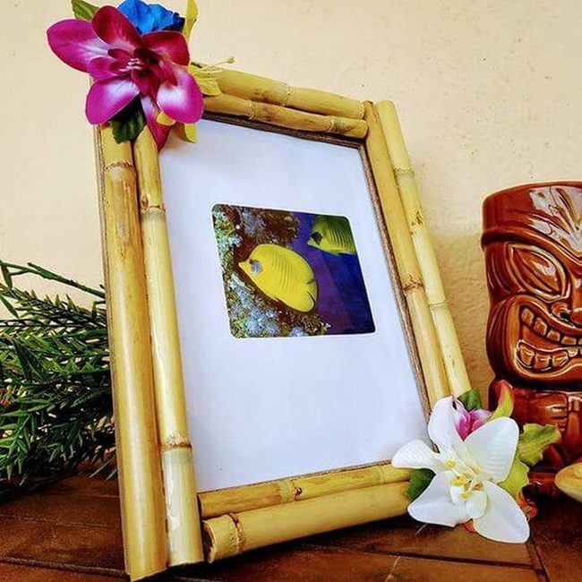 Bamboo Frame With Tropical Blooms