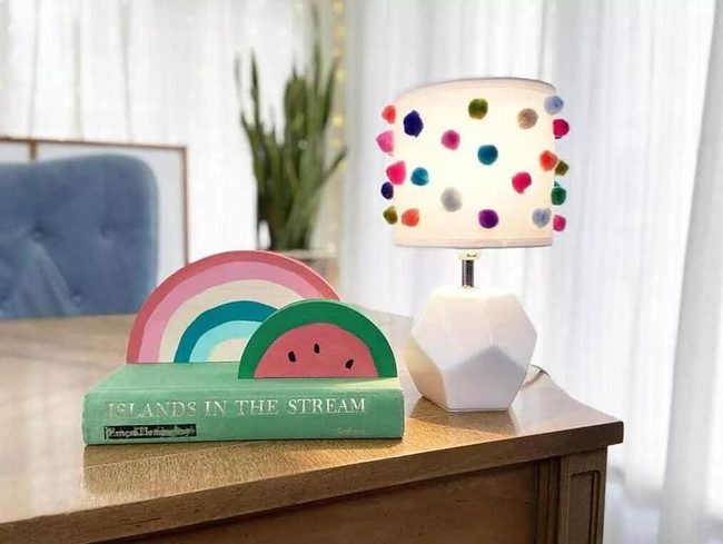 Painted Wood Slice Rainbow