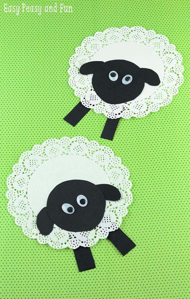 Cotton Ball Sheep Paper Doilies