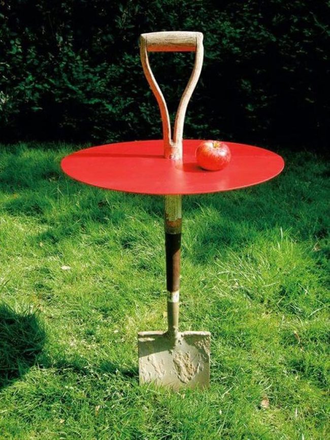 Red Shovel Garden Table
