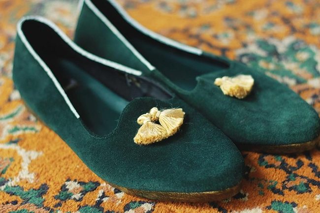Deep Green Leather With Golden Tassels