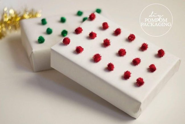 Red And Green Pom-Pom Boxes