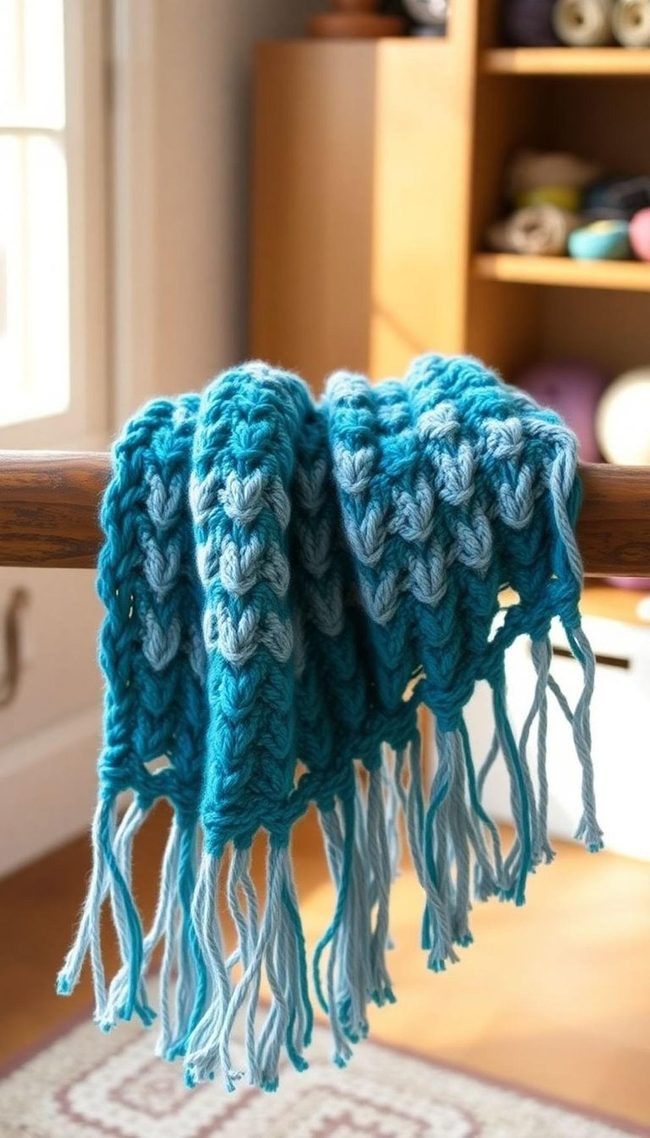 Bulky Yarn Fringe Scarf