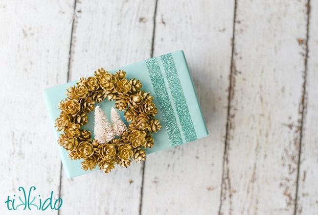 Light Blue Gift Box With Golden Shimmer