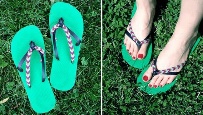 Lime Green Flip-Flops On Grass