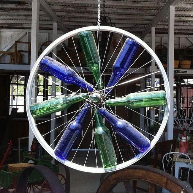 Bicycle Wheel Bottle Garden