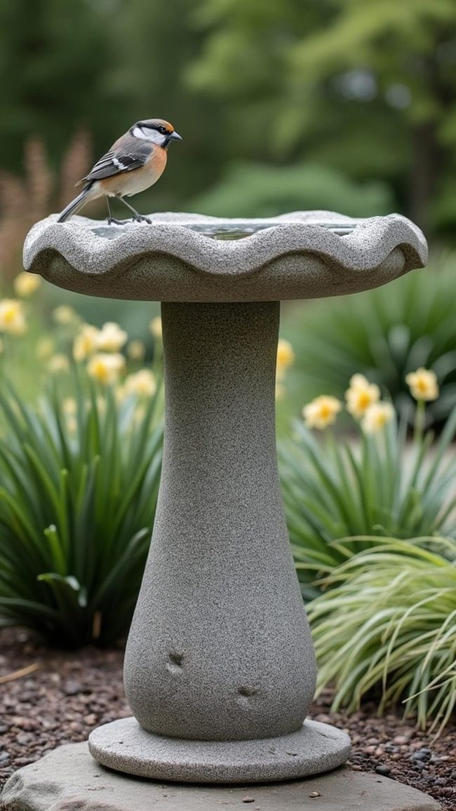 Stone Bird Bath Yard Feature