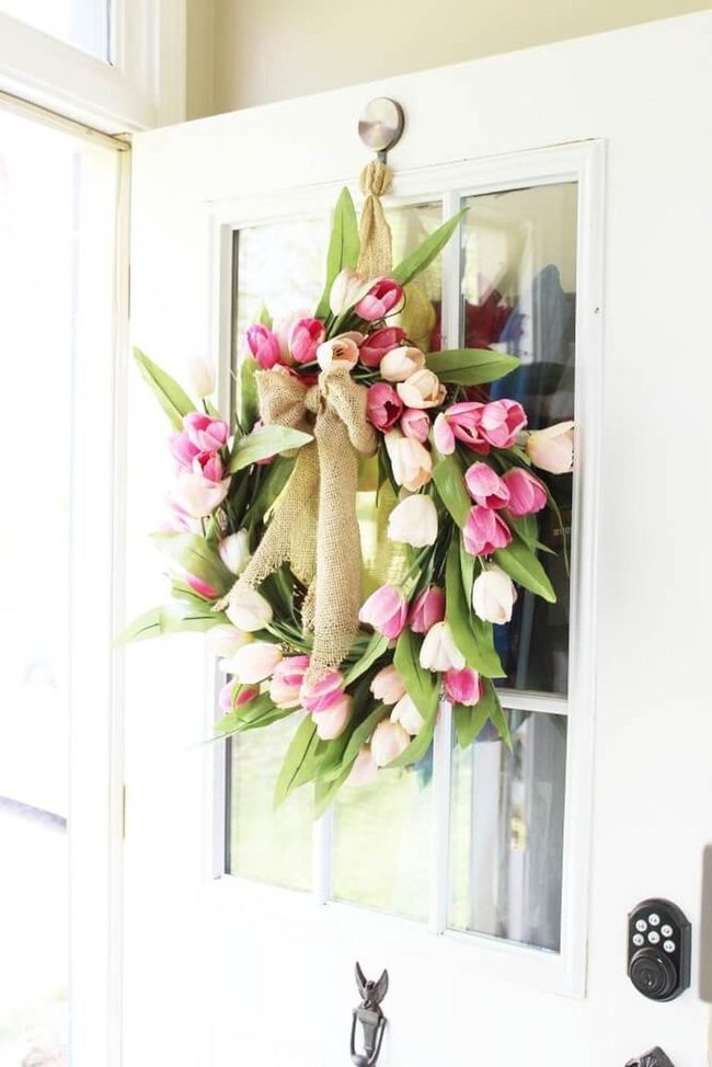 Tulips With Stems And Burlap