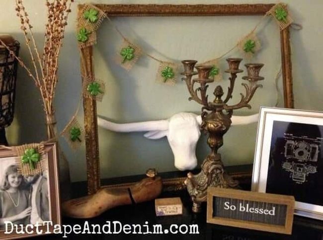 Burlap Patches Green Clover Garland
